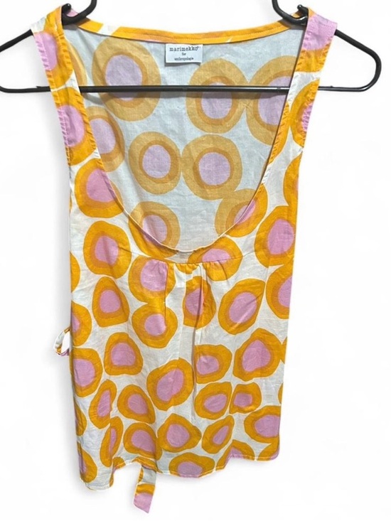 Marimekko Tops - Marimekko For Anthropologie Yellow & Pink Circular Print Tie Waist Tank